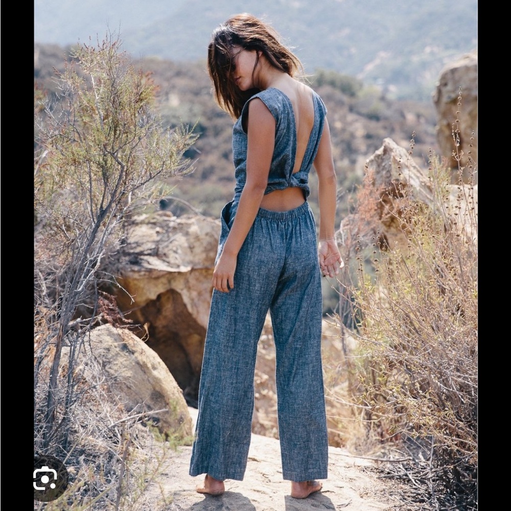 Ozma of California Blue Chambray Matador Jumpsuit, size small